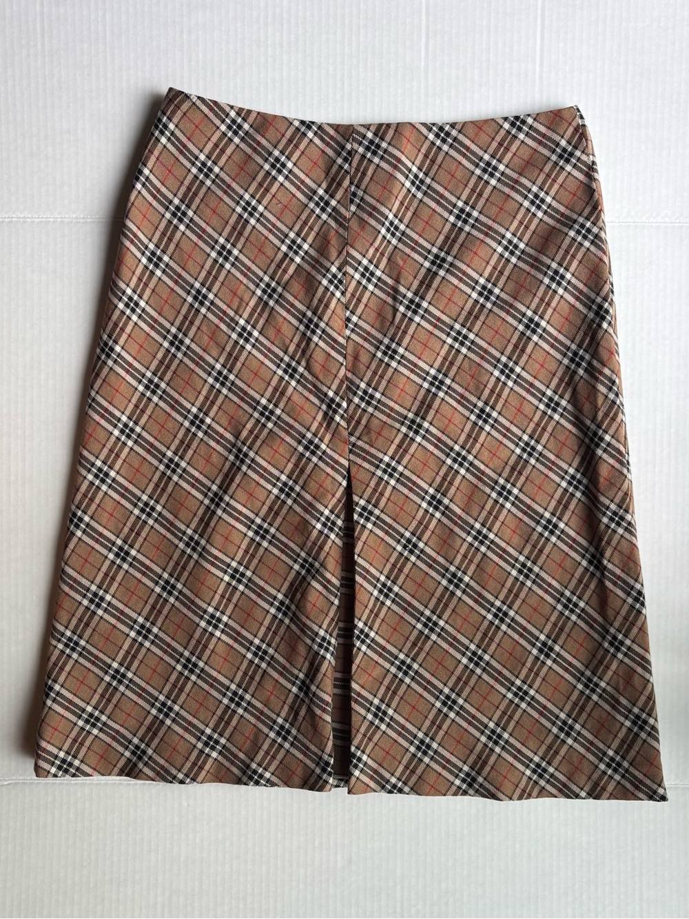 Sinequanone beige brown red black plaid midi skirt preppy academia office 90’s